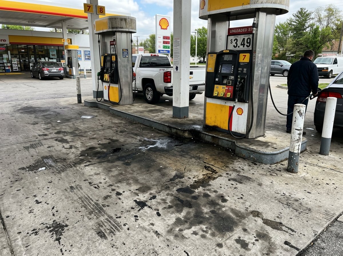 Before, Gas Station Forecourt & Island Degreasing