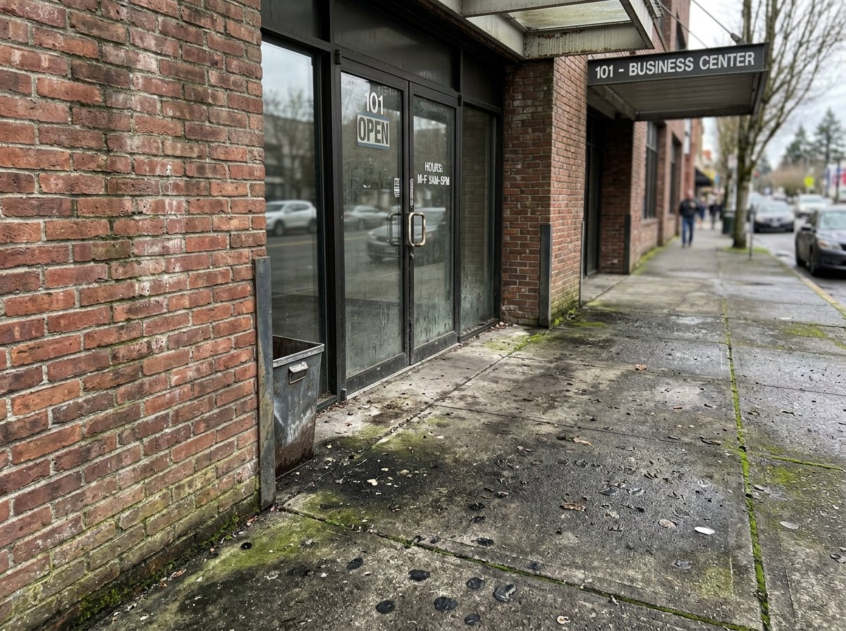 Before, Pressure Washer Sidewalk & Entrance Restore